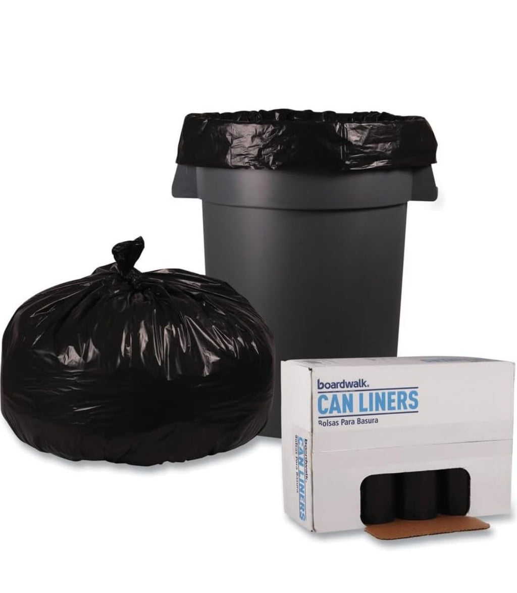 Boardwalk 523 Super Extra-Heavy Repro Can Liner, 38x58, 1.6 Mil, 60gal, Blk, 10 Bags per Roll (Case of 10 Rolls)